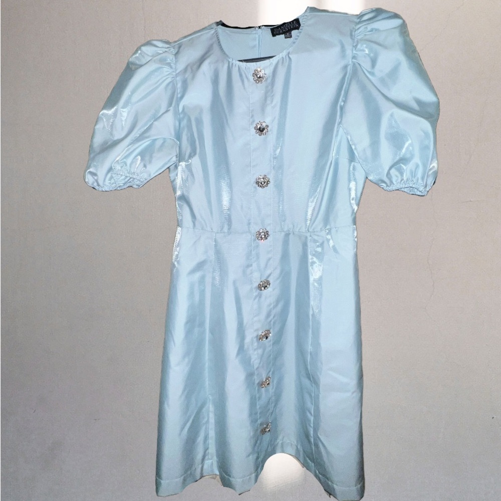 Danielle Bernstein Rhinestone-Button Dress In Del… - image 2